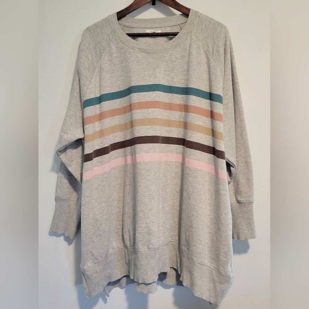 Maurices Womens Plus Gray Sweater with Colorful Stripes.  3X.